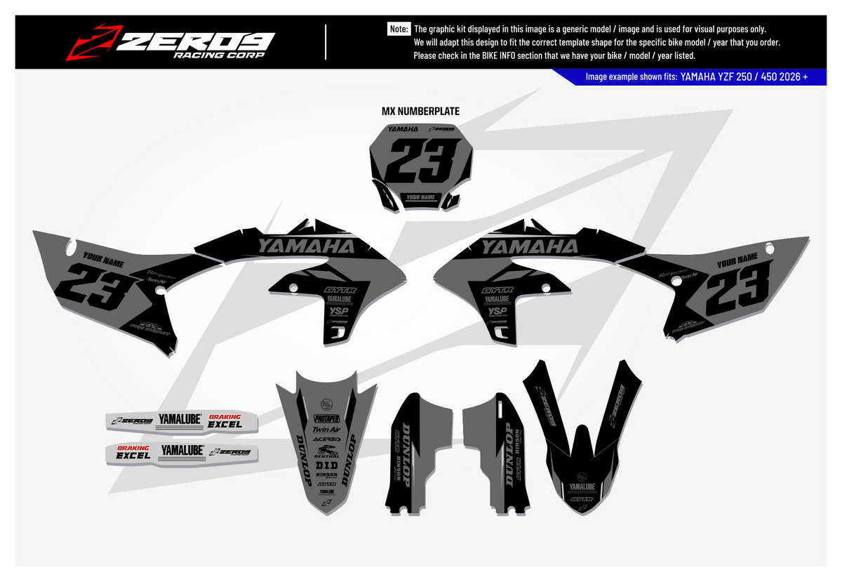 Yamaha Graphics Kit - FLOW | Black/Grey