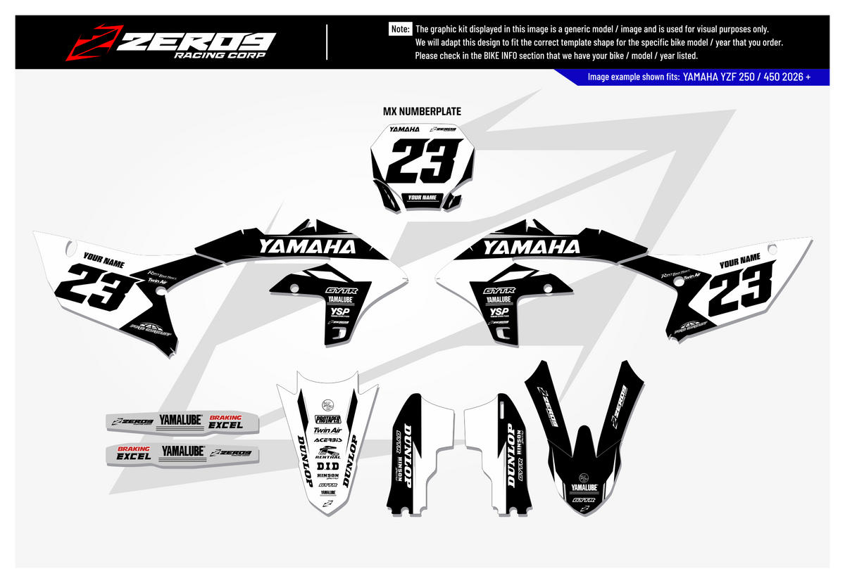 Yamaha Graphics Kit - FLOW | Black/White