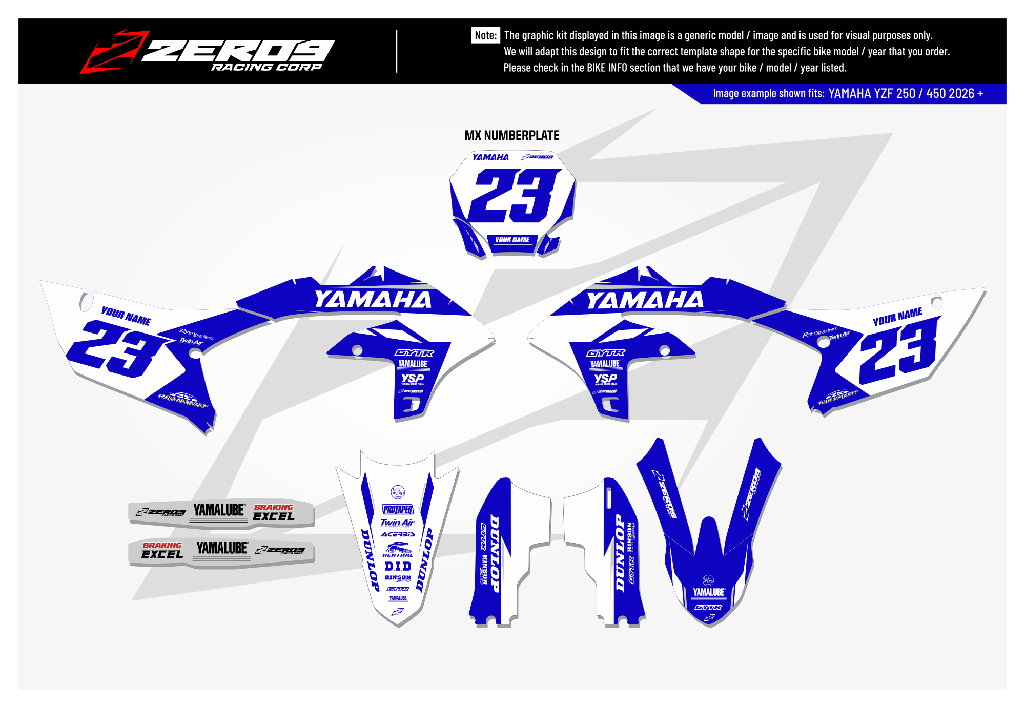 Yamaha Graphics Kit - FLOW | Blue/White