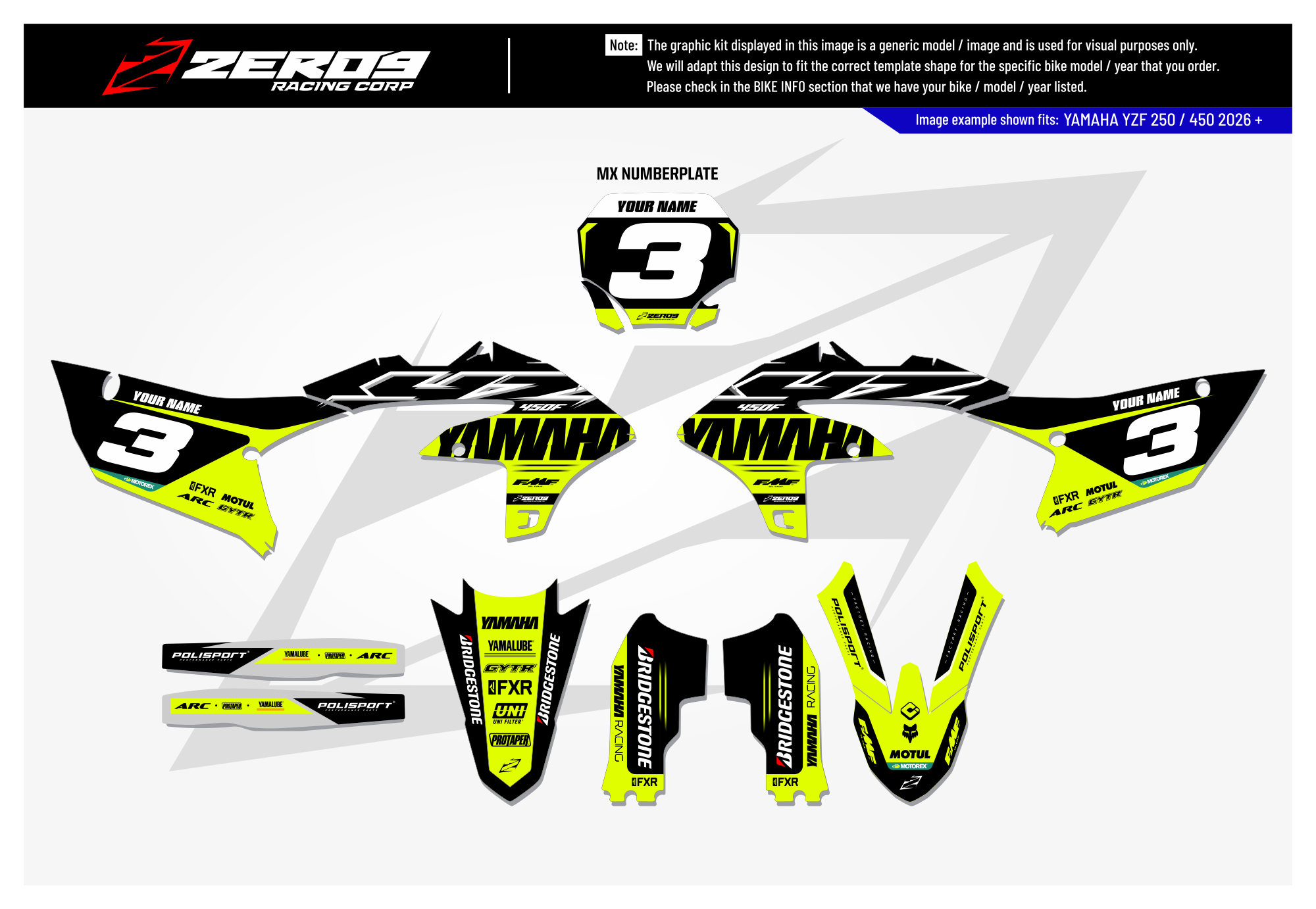 Yamaha Graphics Kit - RACE | Black/Vivid Yellow