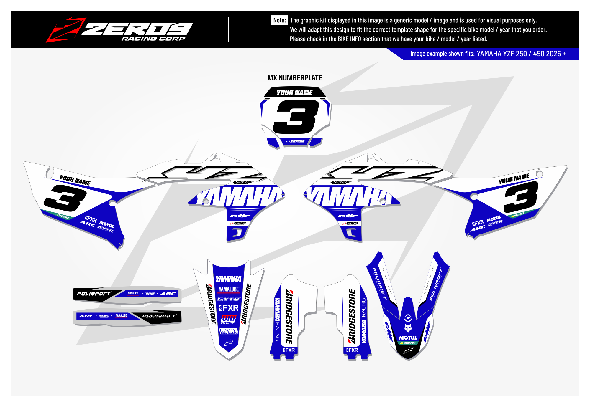 Yamaha Graphics Kit - RACE | White/Blue