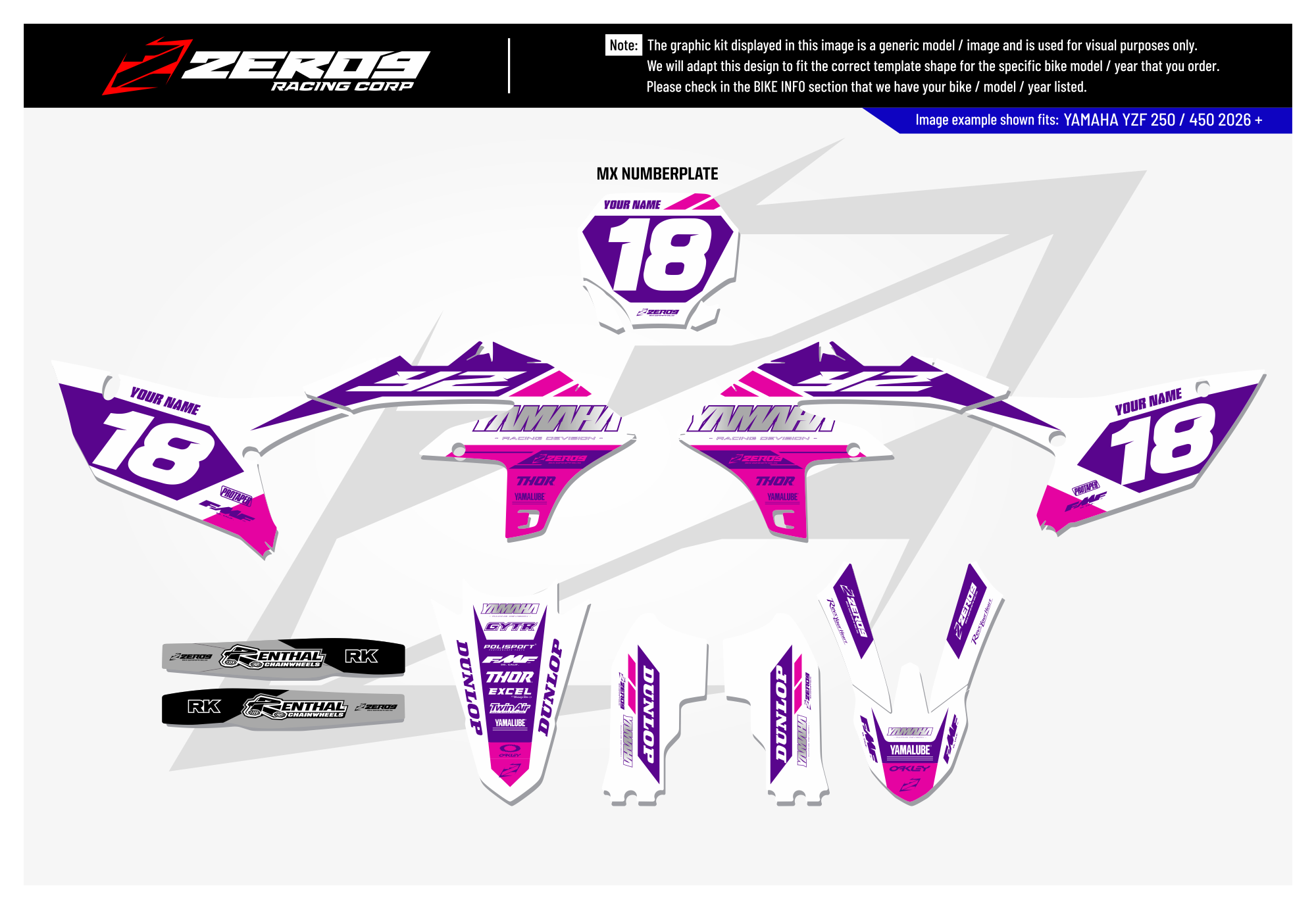 Yamaha Graphics Kit - RIDE | White