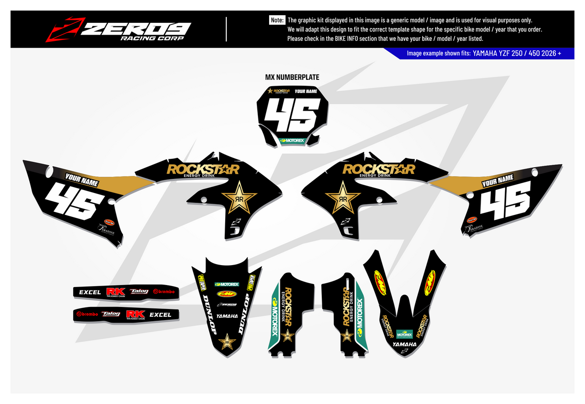 Yamaha Graphics Kit - ROCKSTAR 22 | Black
