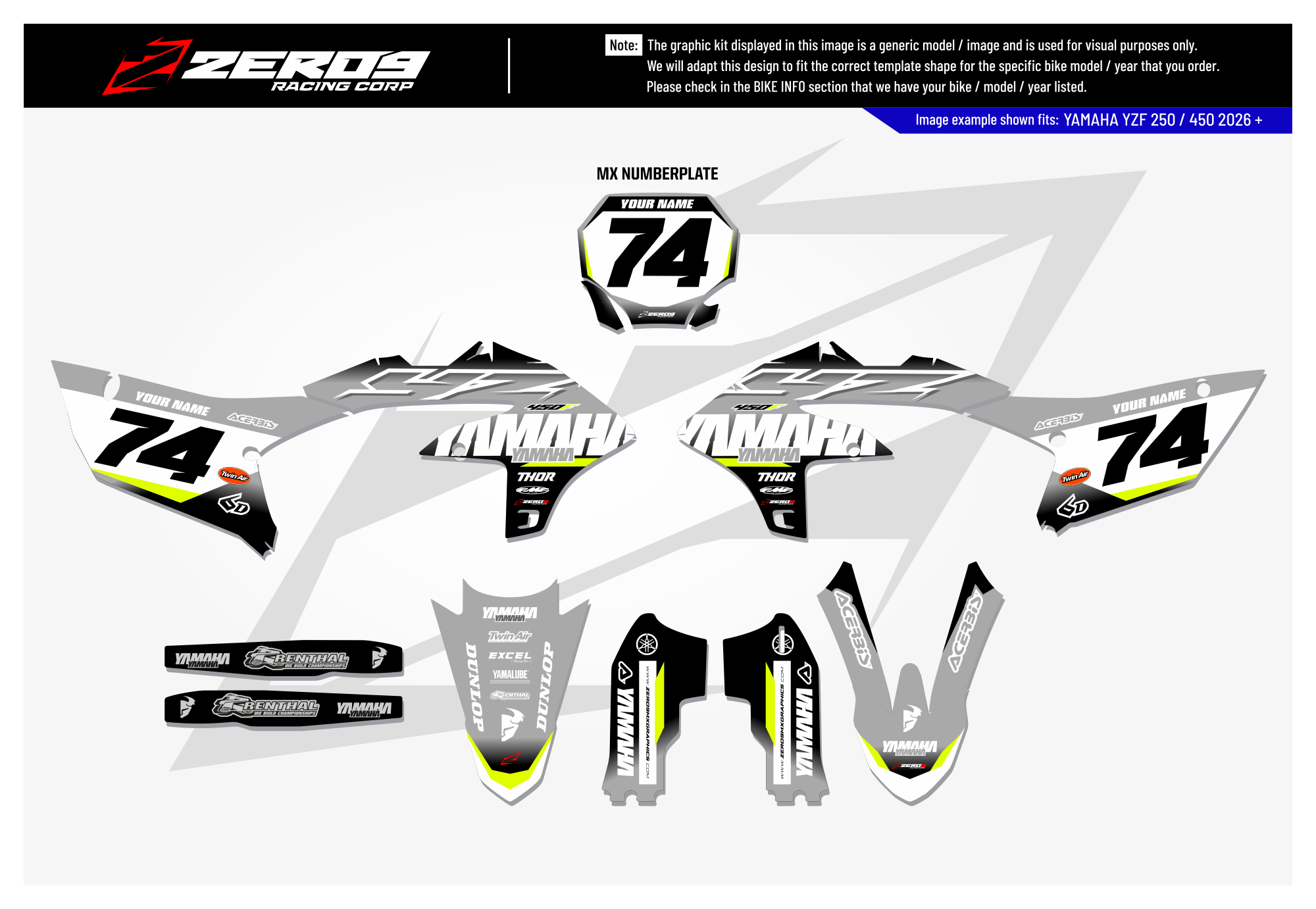 Yamaha Graphics Kit - RUSH | Grey/Black/Vivid Yellow