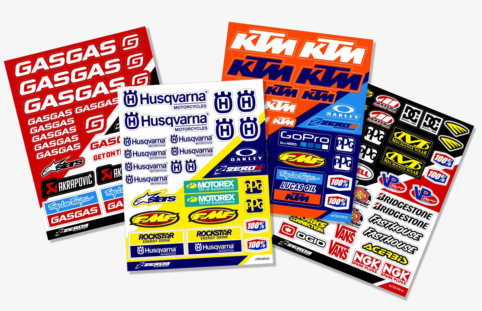 motocross and enduro sponsor logo sticker sheets - ZERO9MX
