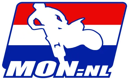 Logo with a white horse silhouette on a red, white, and blue background, featuring the text 'MON-NL'.