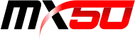MX50 logo with black and red design.