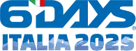 Logo for 6 Days Italia 2025 with a blue and white color scheme.