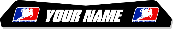 Personalized motocross helmet sticker with AMA Motocross logos and 'Your Name' text.
