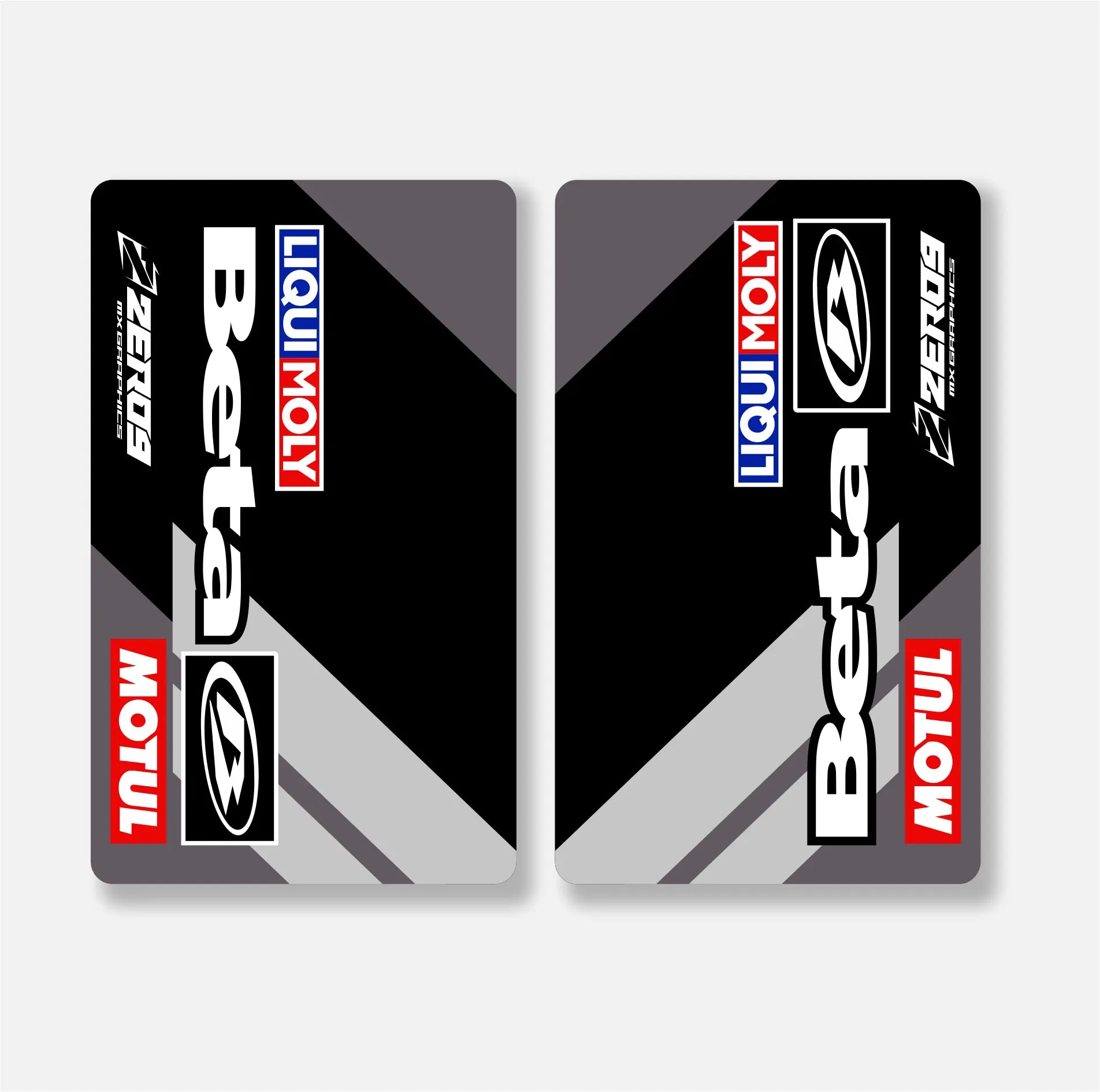 Beta fork decals – black/white/red – team issue – motocross.