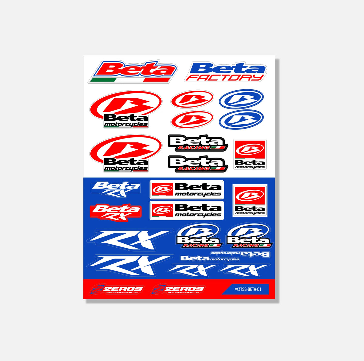 Beta Sticker Sheet 01 | 26 Die-Cut Stickers | ZERO9 MX Graphics
