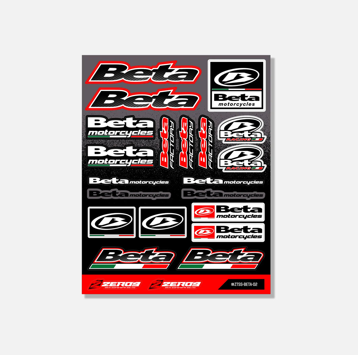 Beta Sticker Sheet 02 | 22 Die-Cut Stickers | ZERO9 MX Graphics