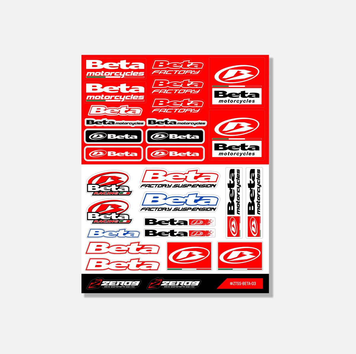 Beta Sticker Sheet 03 | 29 Die-Cut Stickers | ZERO9 MX Graphics