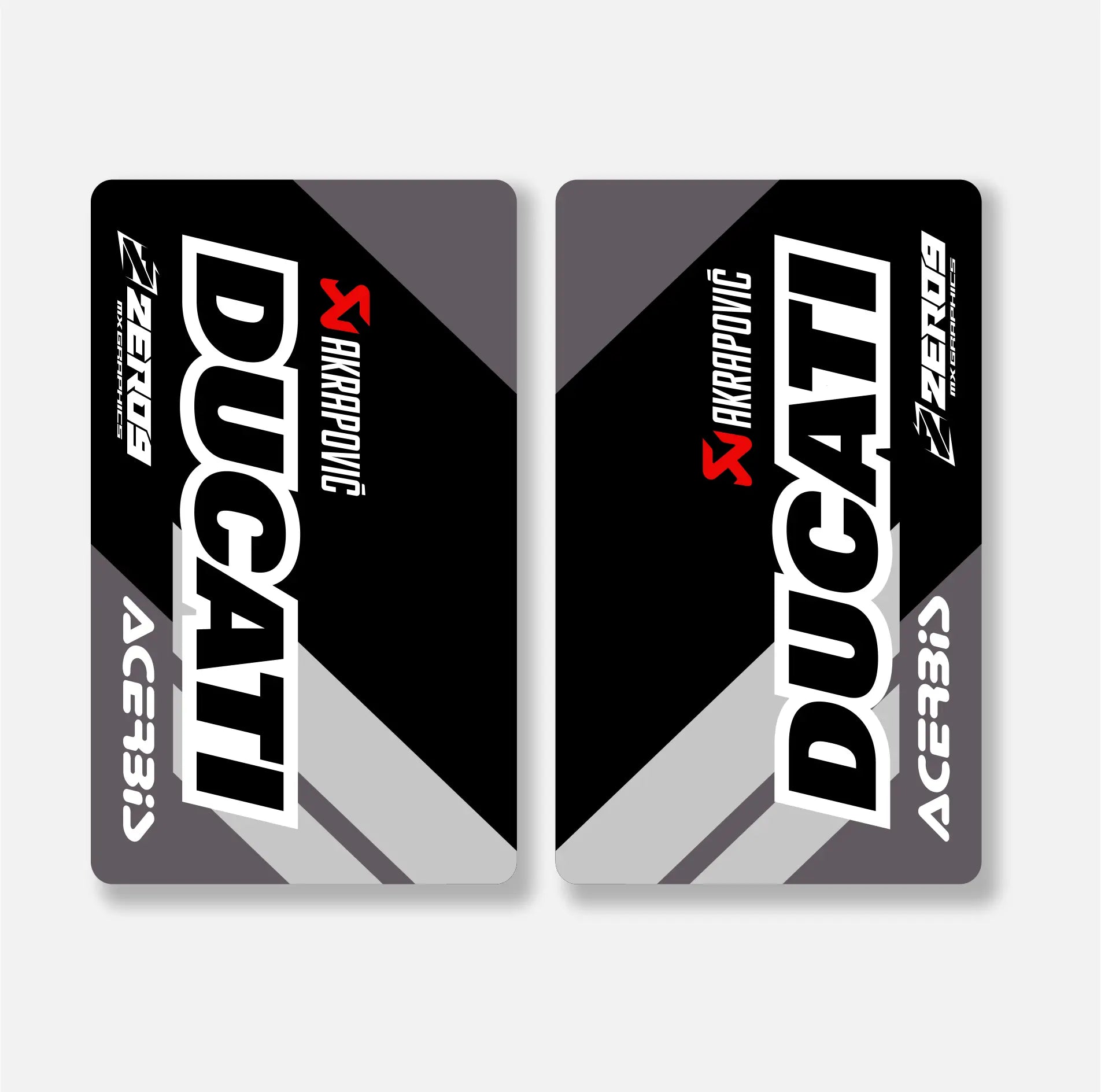 Ducati fork decals – black/CR red – team issue – motocross.