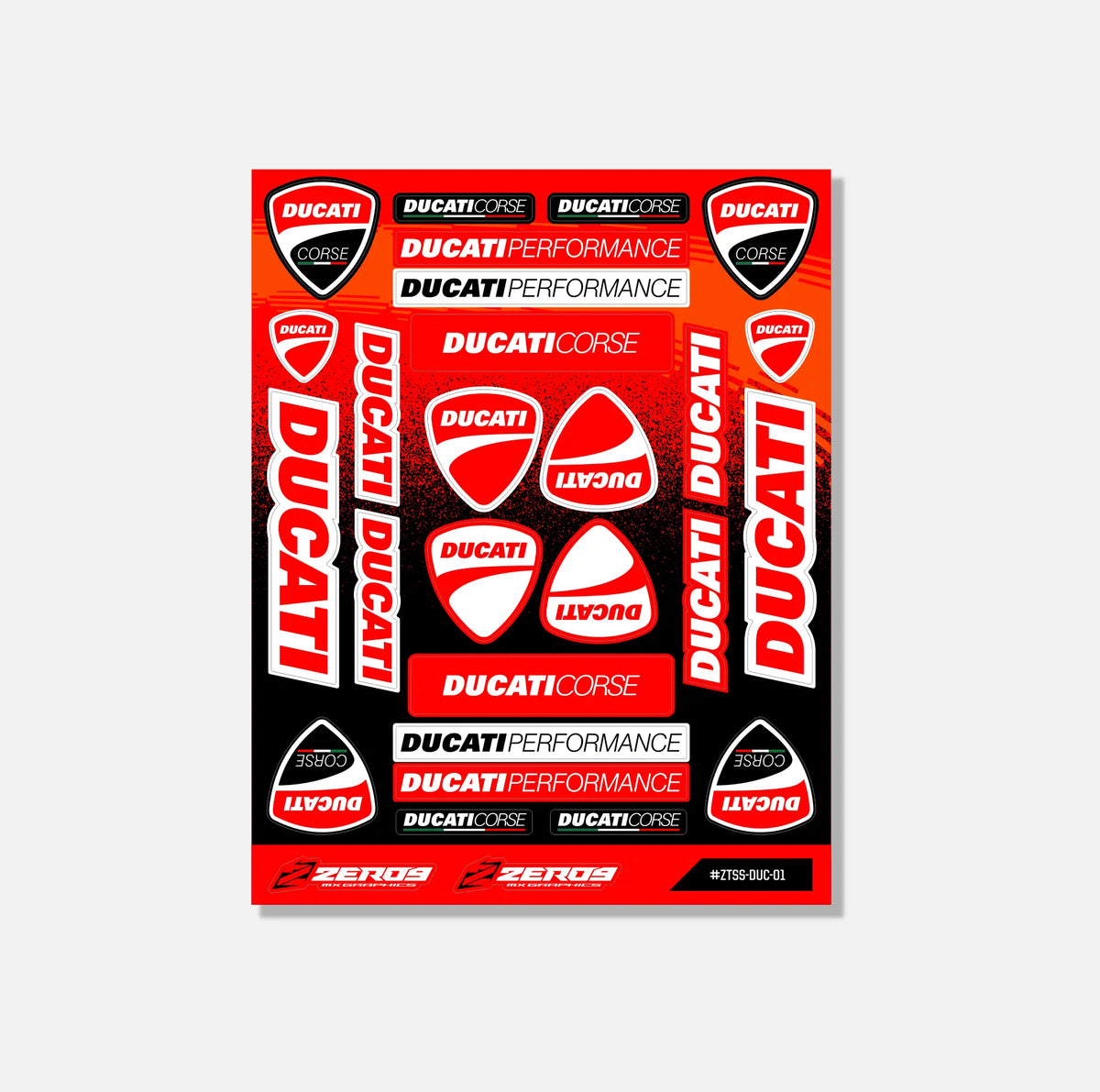 Ducati Sticker Sheet 01 | 30 Die-Cut Stickers | ZERO9 MX Graphics