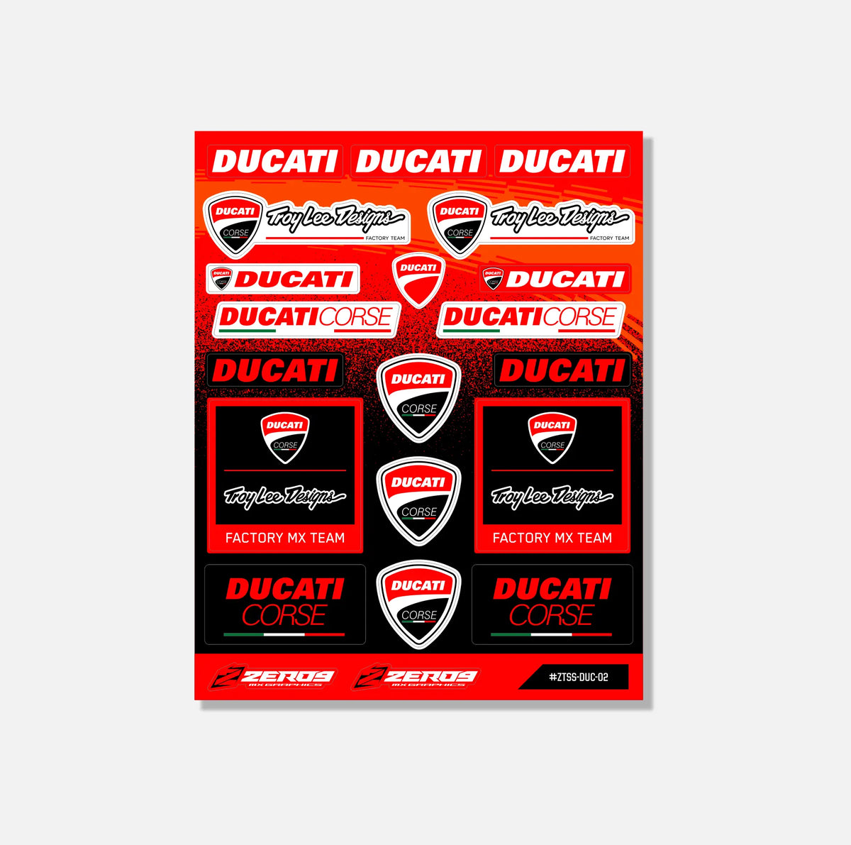 Ducati Sticker Sheet 02 | 22 Die-Cut Stickers | ZERO9 MX Graphics