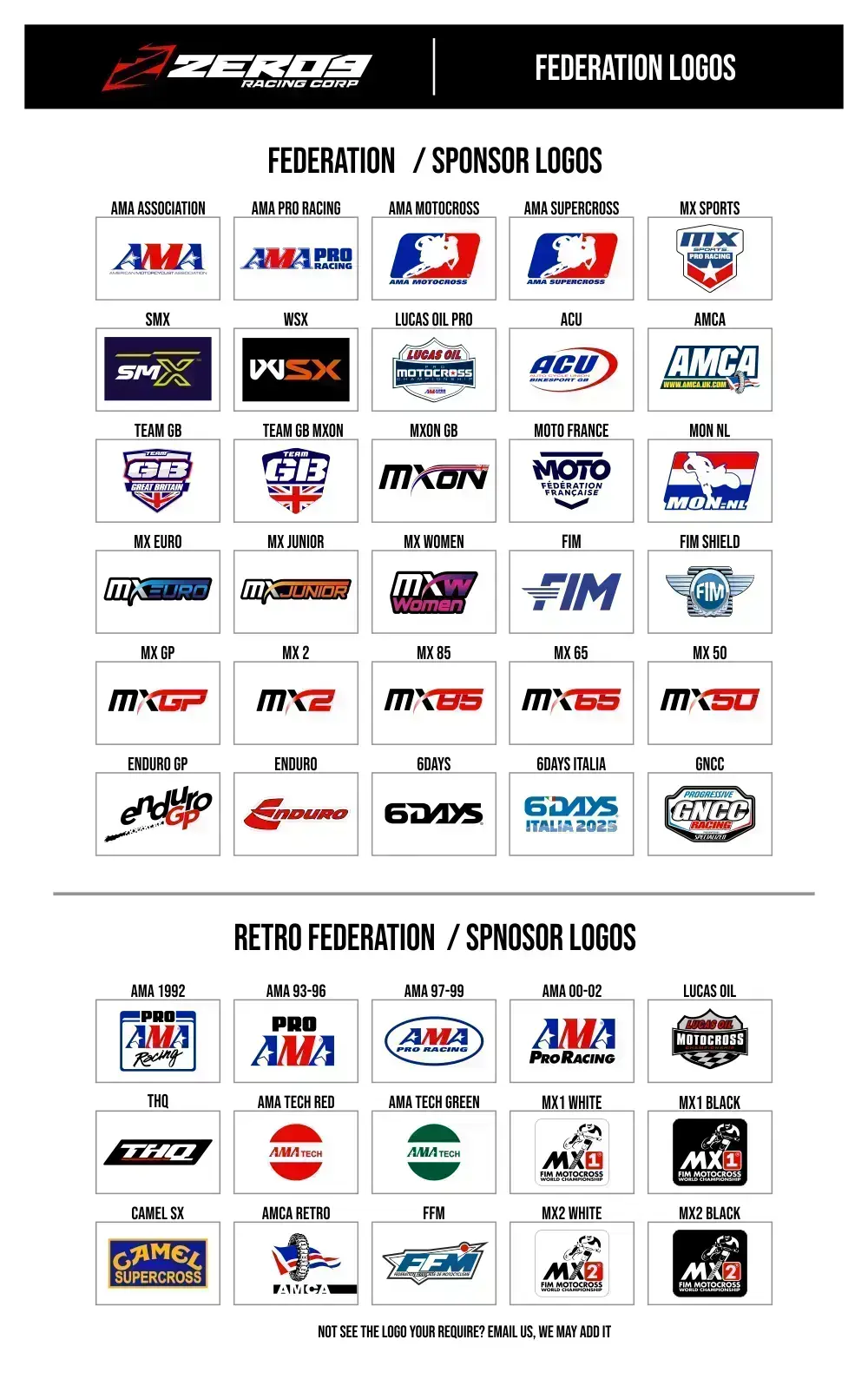 Collection of federation and sponsor logos with a focus on motorsports branding.