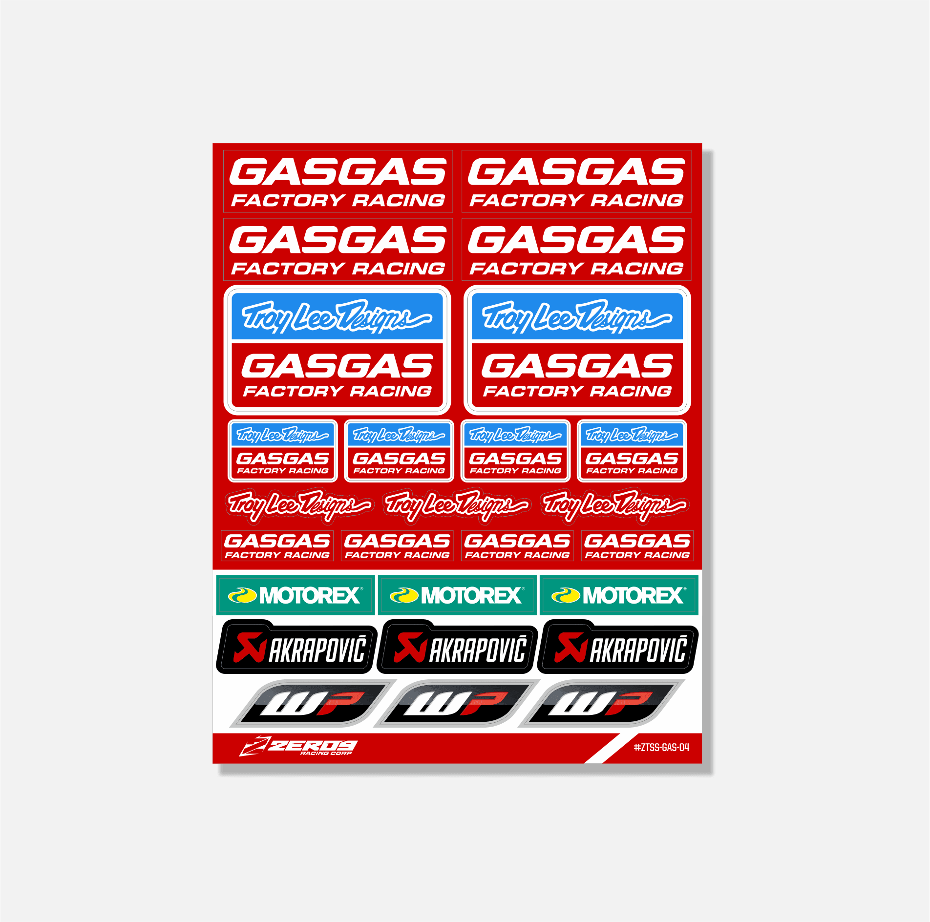GASGAS STICKER SHEET - 04 - ZERO9 MX GRAPHICS