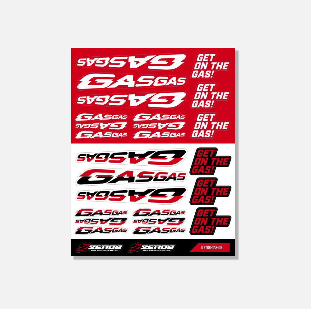 GASGAS Sticker Sheet 09 | 26 Die-Cut Stickers | ZERO9 MX Graphics