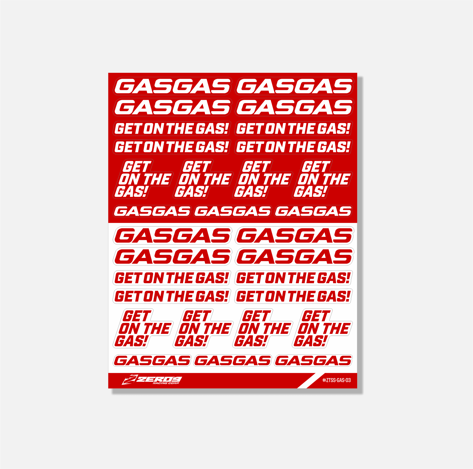 GASGAS STICKER SHEET - 03 - ZERO9 MX GRAPHICS