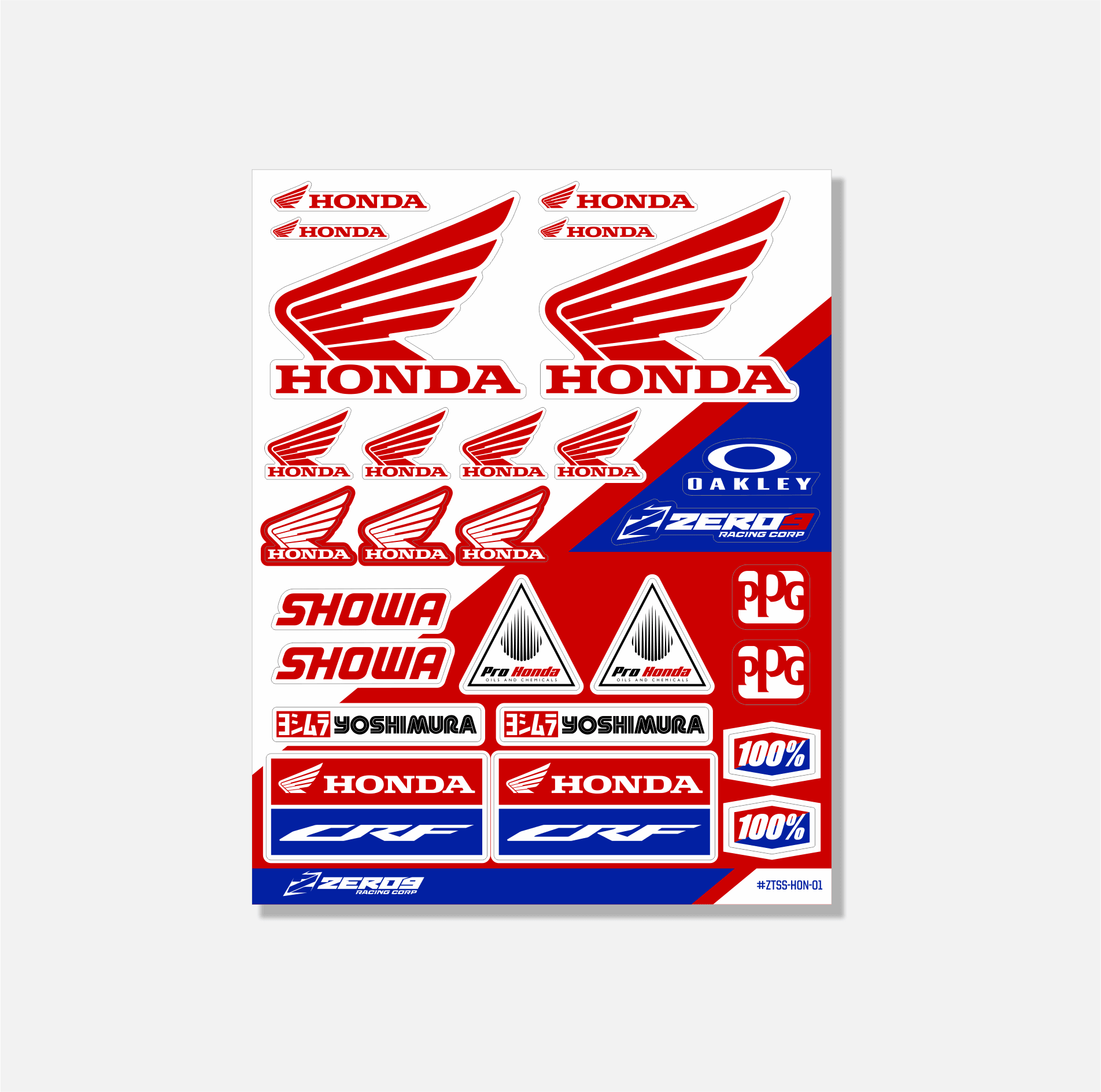 HONDA STICKER SHEET - 01 - ZERO9 MX GRAPHICS
