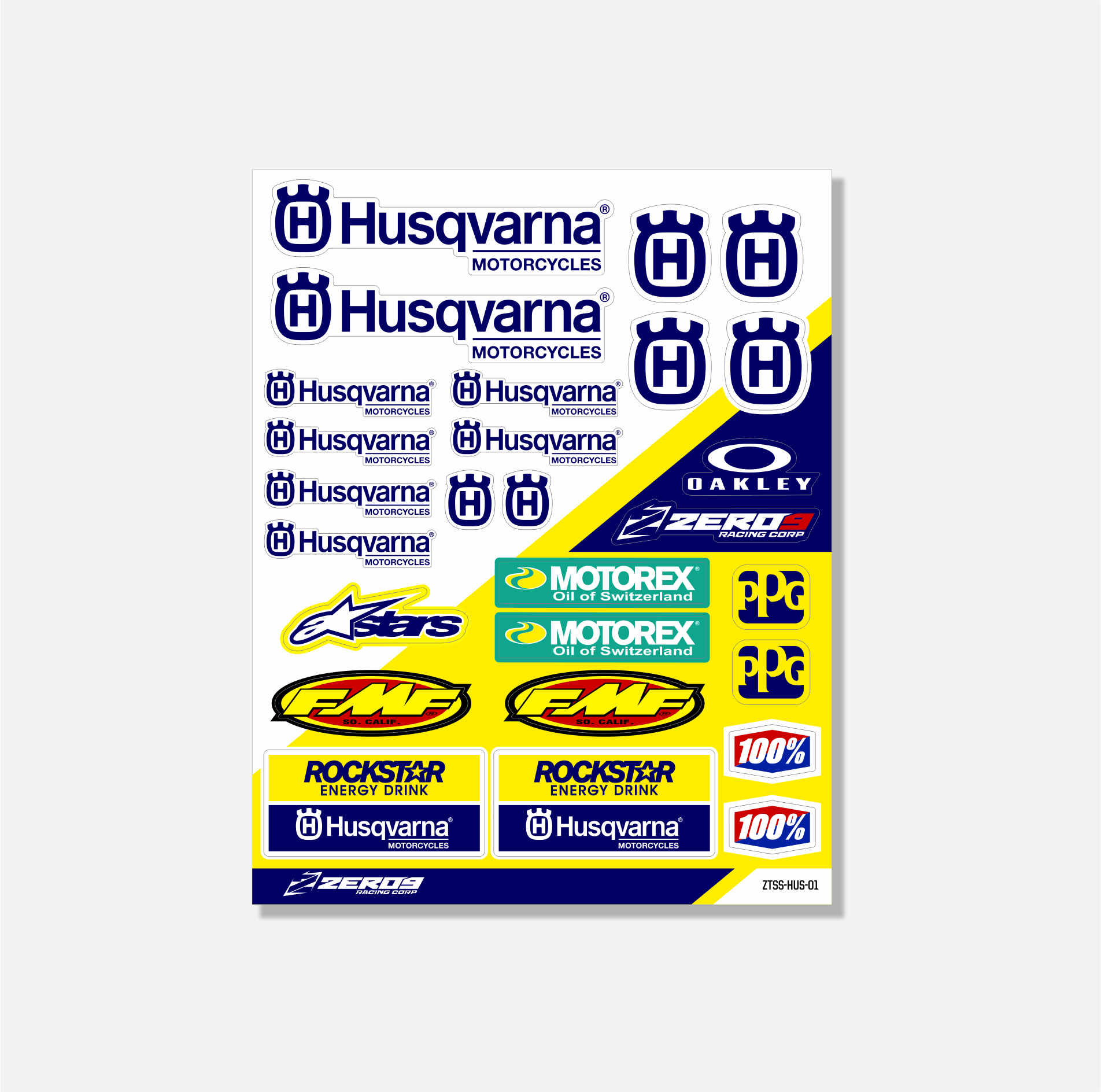 HUSQVARNA STICKER SHEET - 01 - ZERO9 MX GRAPHICS