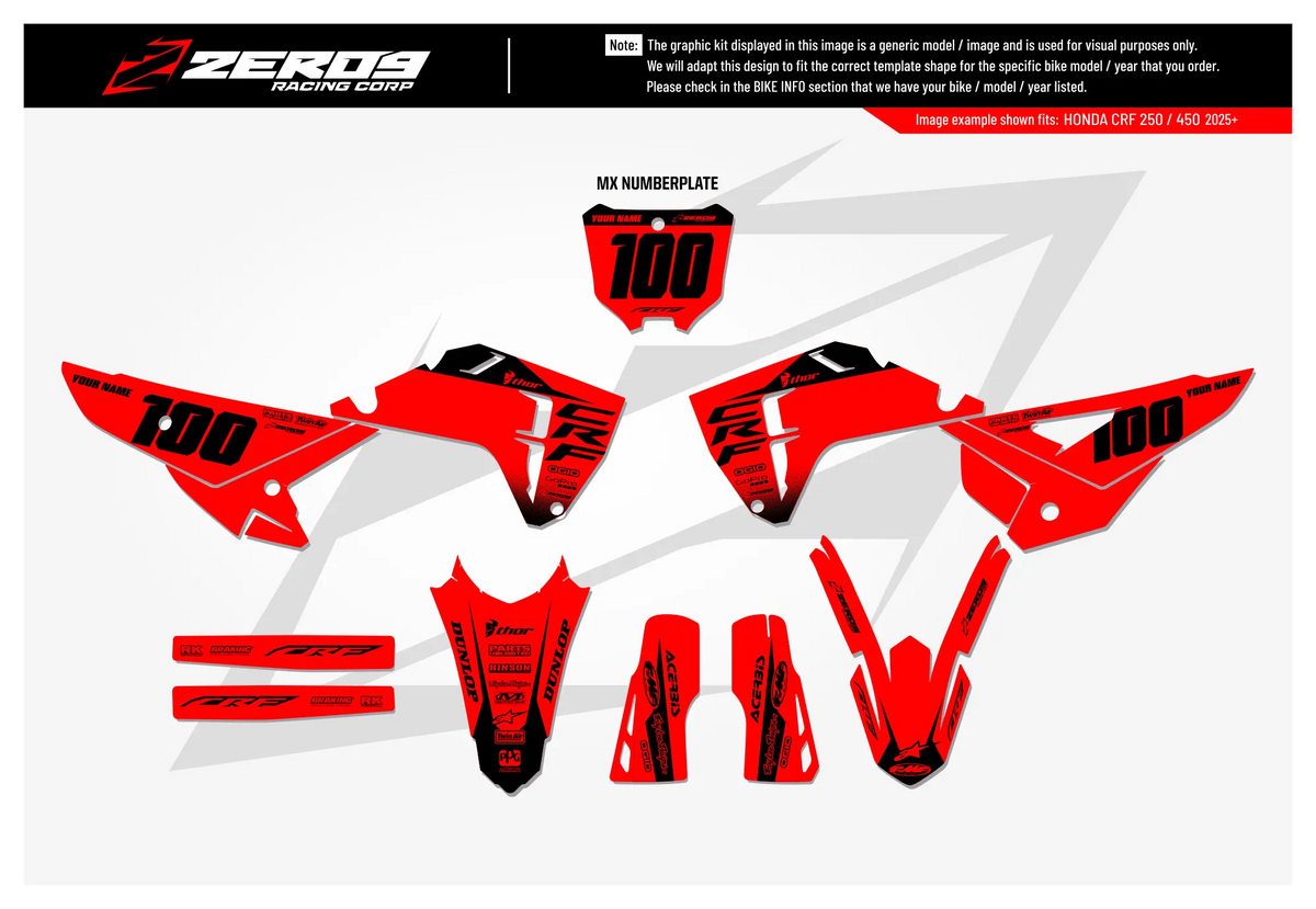 Honda Graphics Kit - BLOK | Red/Black  GRAPHIC KIT 
