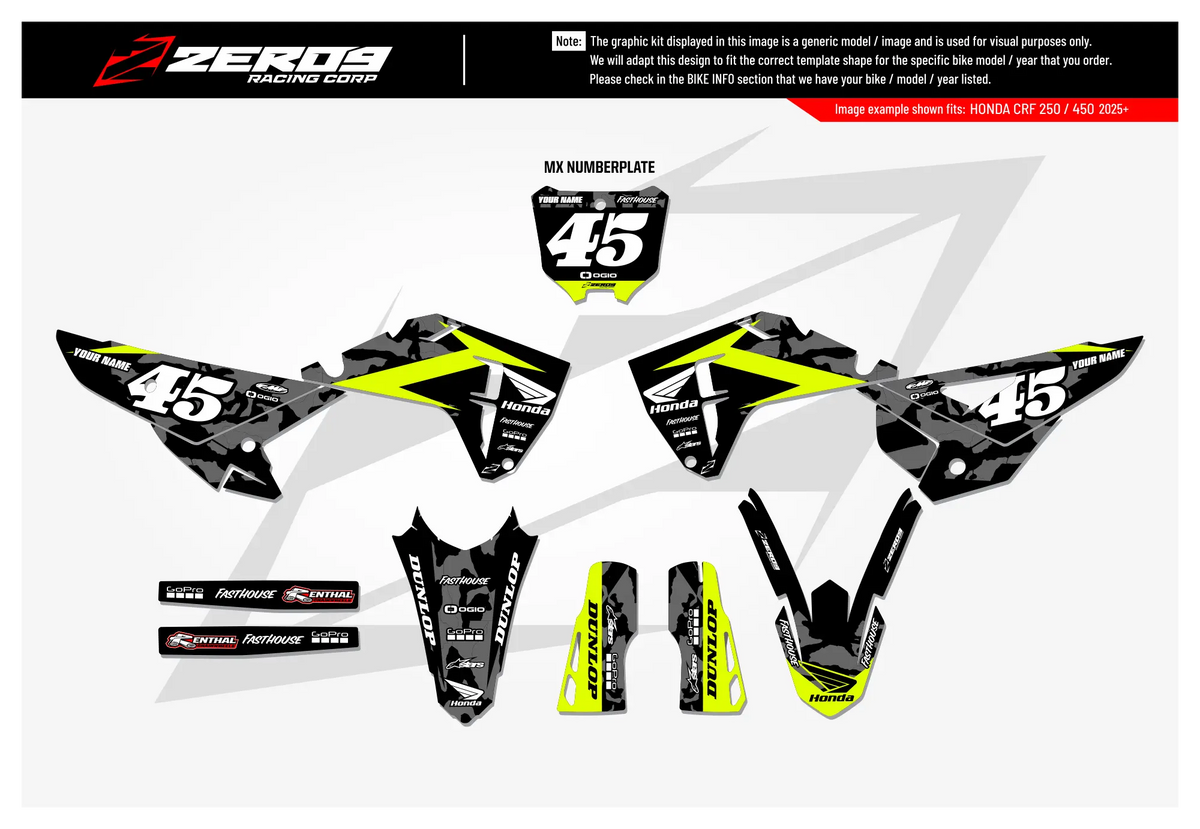 Honda Graphics Kit - CAMO | Black  GRAPHIC KIT 
