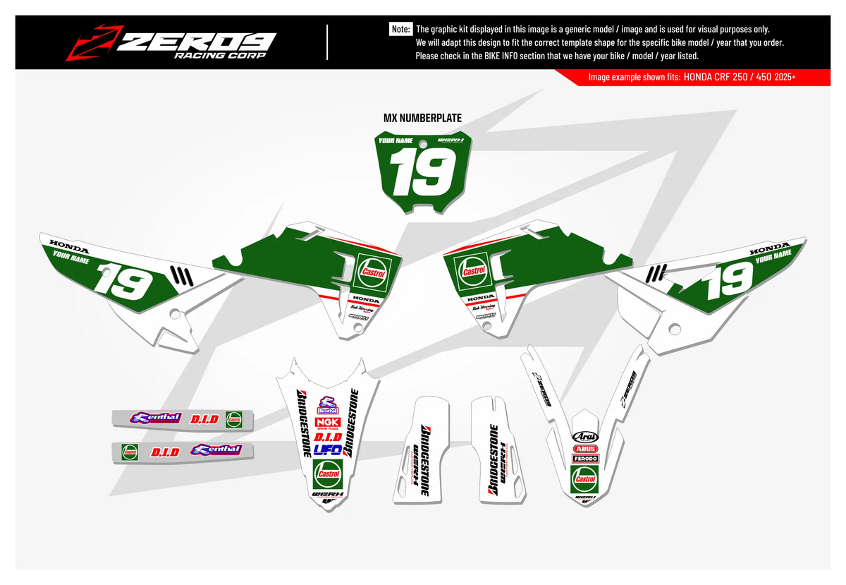 Honda Graphics Kit - CASTROL | White  GRAPHIC KIT 