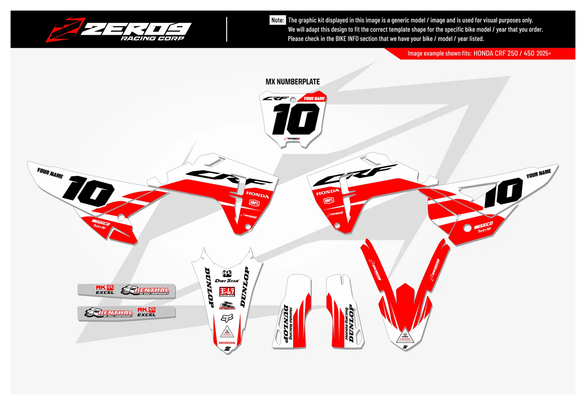 Honda Graphics Kit - DECOY | White/Red  GRAPHIC KIT 