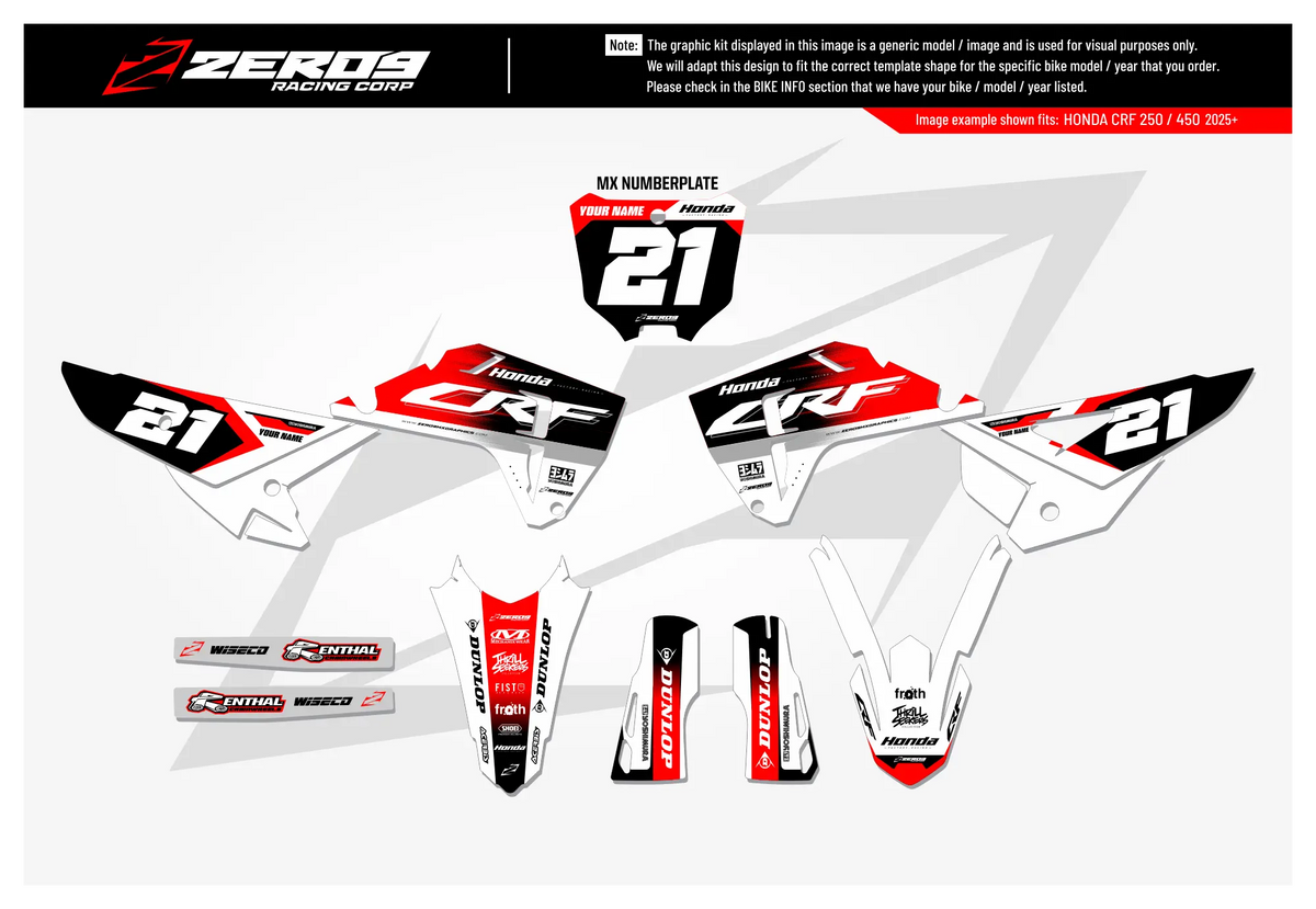 Honda Graphics Kit - ECHO | White/Red  GRAPHIC KIT 