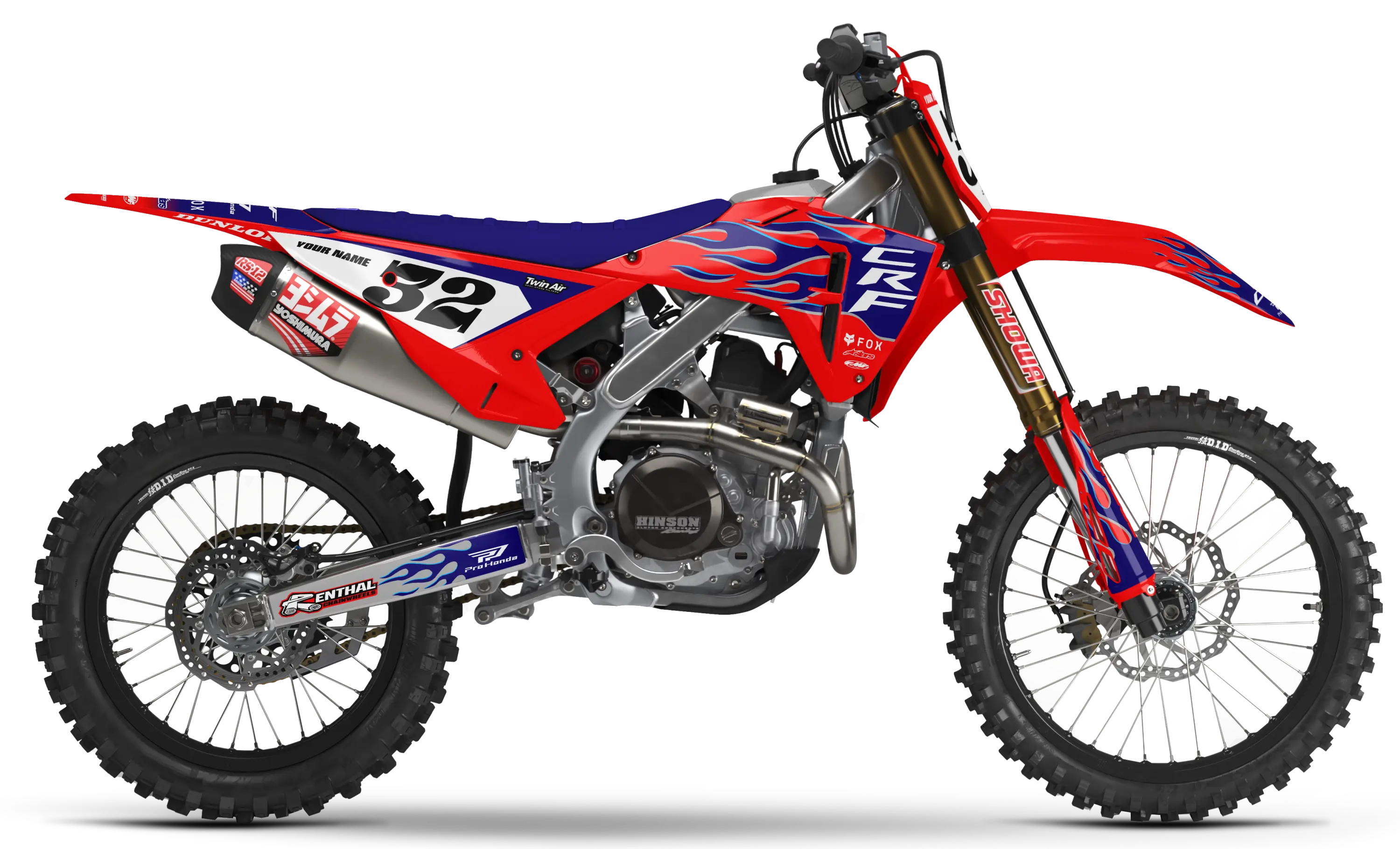 Honda Graphics Kit - FLAME | Red/Blue  GRAPHIC KIT 