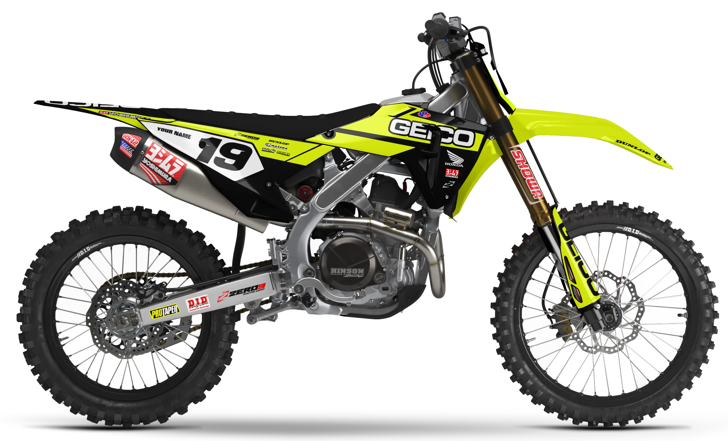 Honda Graphics Kit - GEICO SOLID | Vivid Yellow  GRAPHIC KIT 