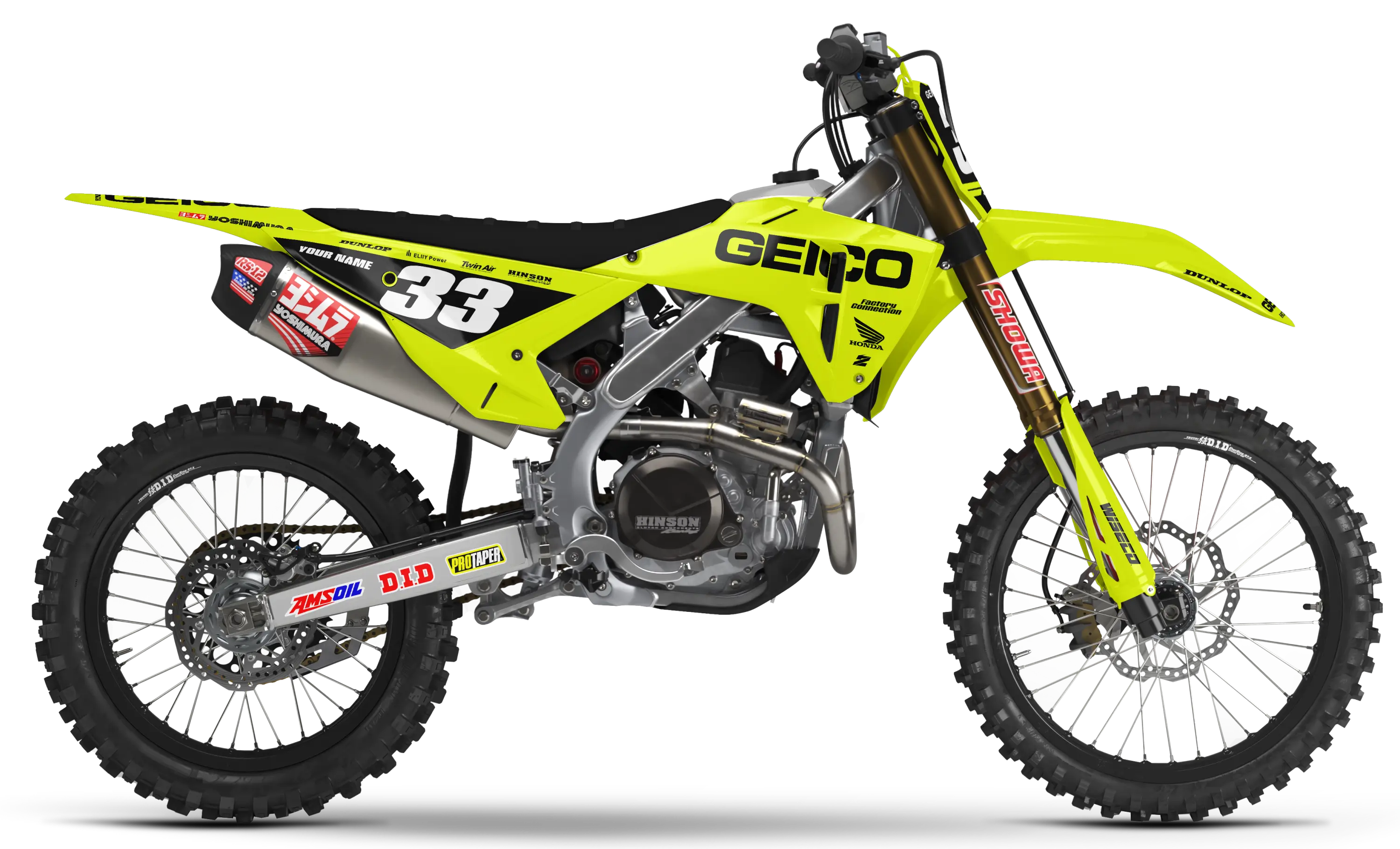 Honda Graphics Kit - GEICO | Vivid Yellow  GRAPHIC KIT 