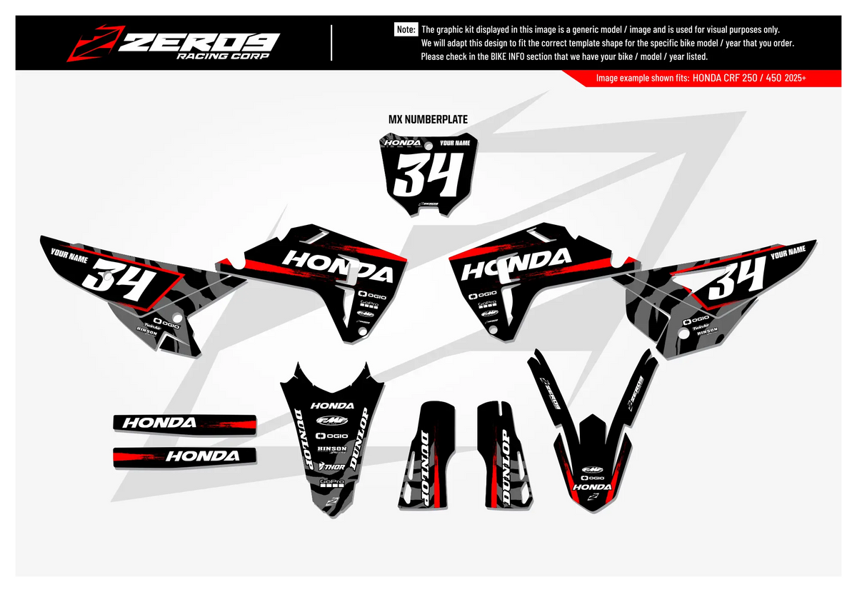 Honda Graphics Kit - HYPE | Black  GRAPHIC KIT 