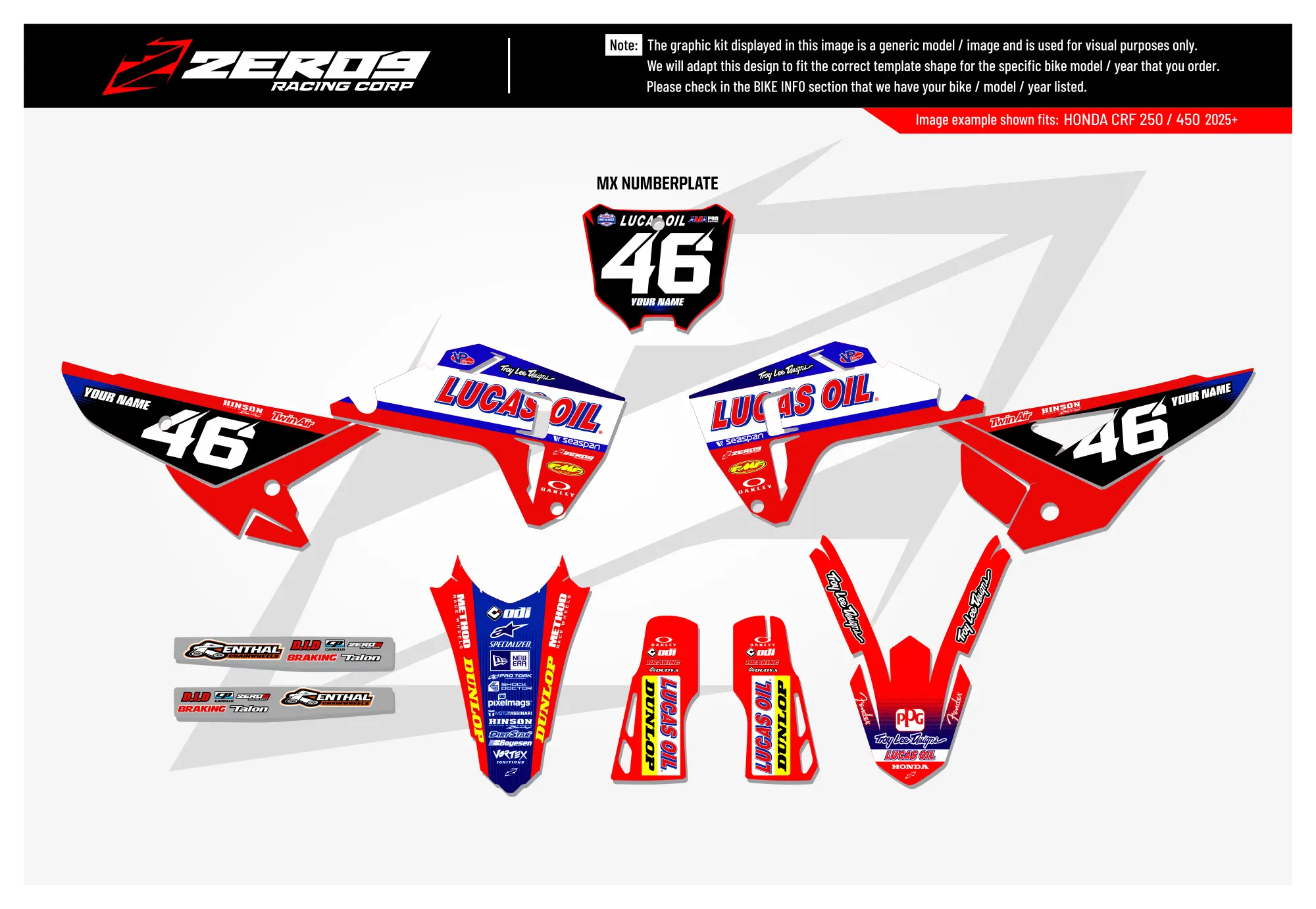 Honda Graphics Kit - LUCAS OILS | Red  GRAPHIC KIT 