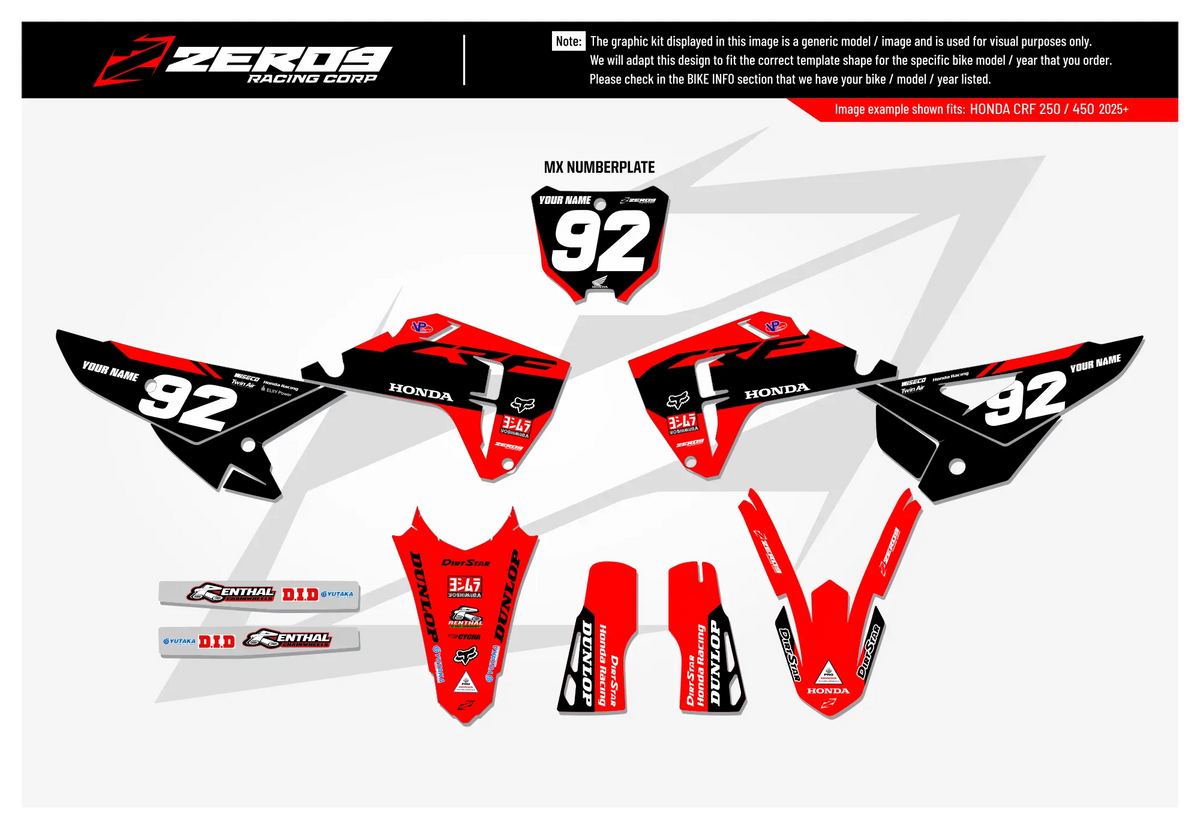 Honda Graphics Kit - NOVA | Red/Black  GRAPHIC KIT 