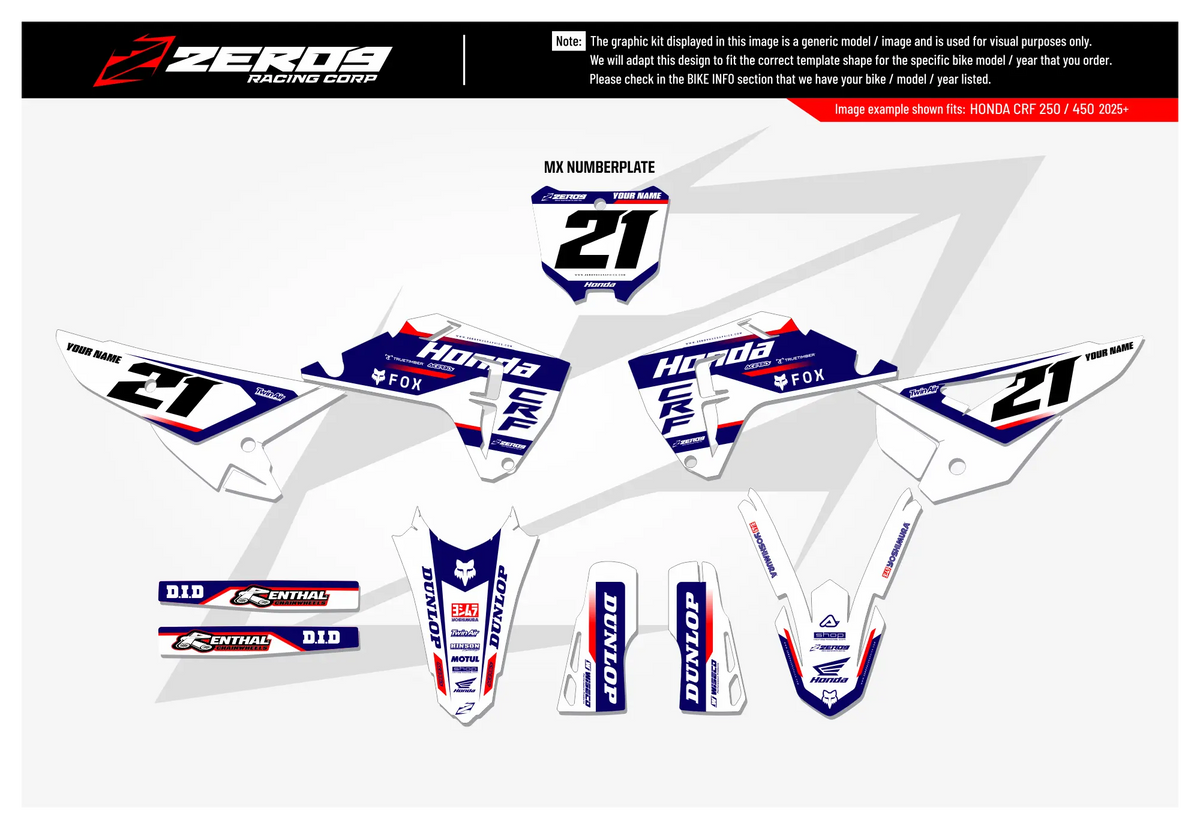 Honda Graphics Kit - STUX | White/Blue/Red  GRAPHIC KIT 