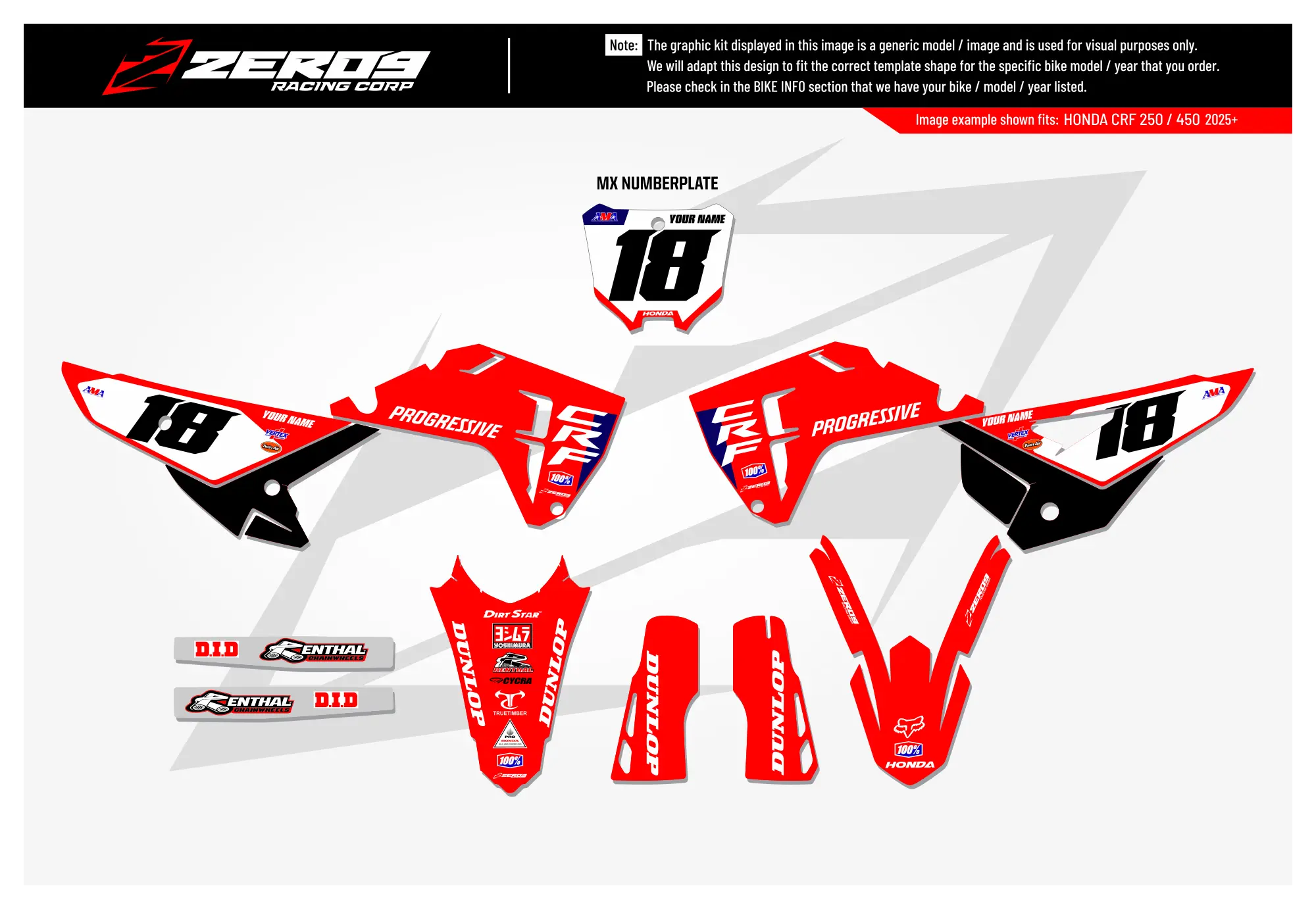 Honda Graphics Kit - TEAM 25 | Red  GRAPHIC KIT 