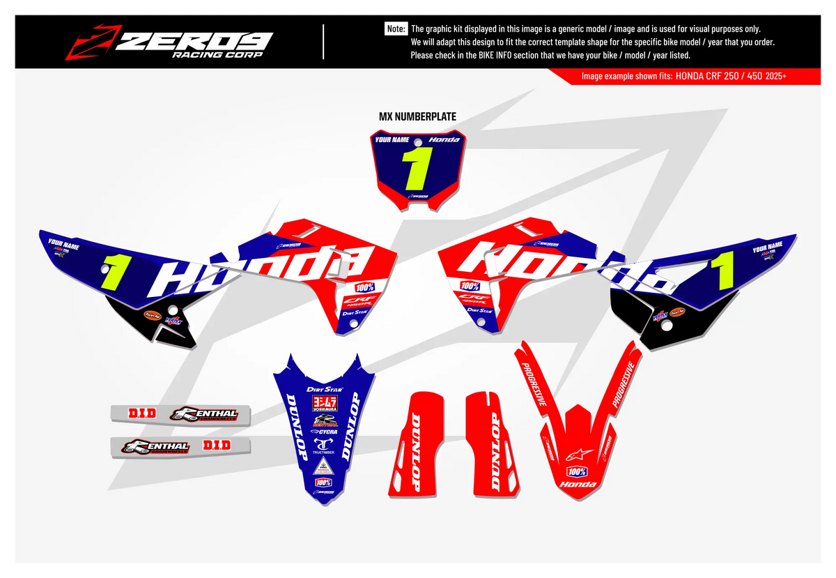 Honda Graphics Kit - TEAM 27 | Red  GRAPHIC KIT 