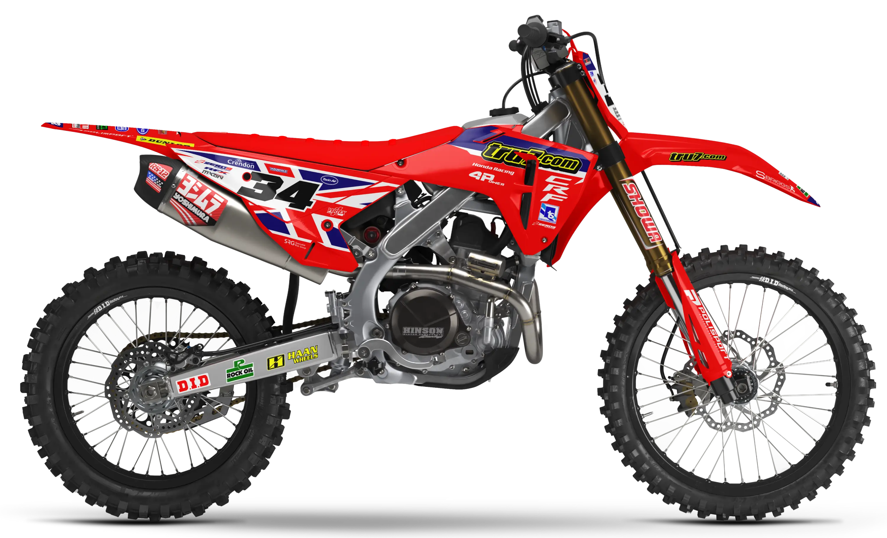 Honda Graphics Kit - TRU 7 MXON | Red  GRAPHIC KIT 