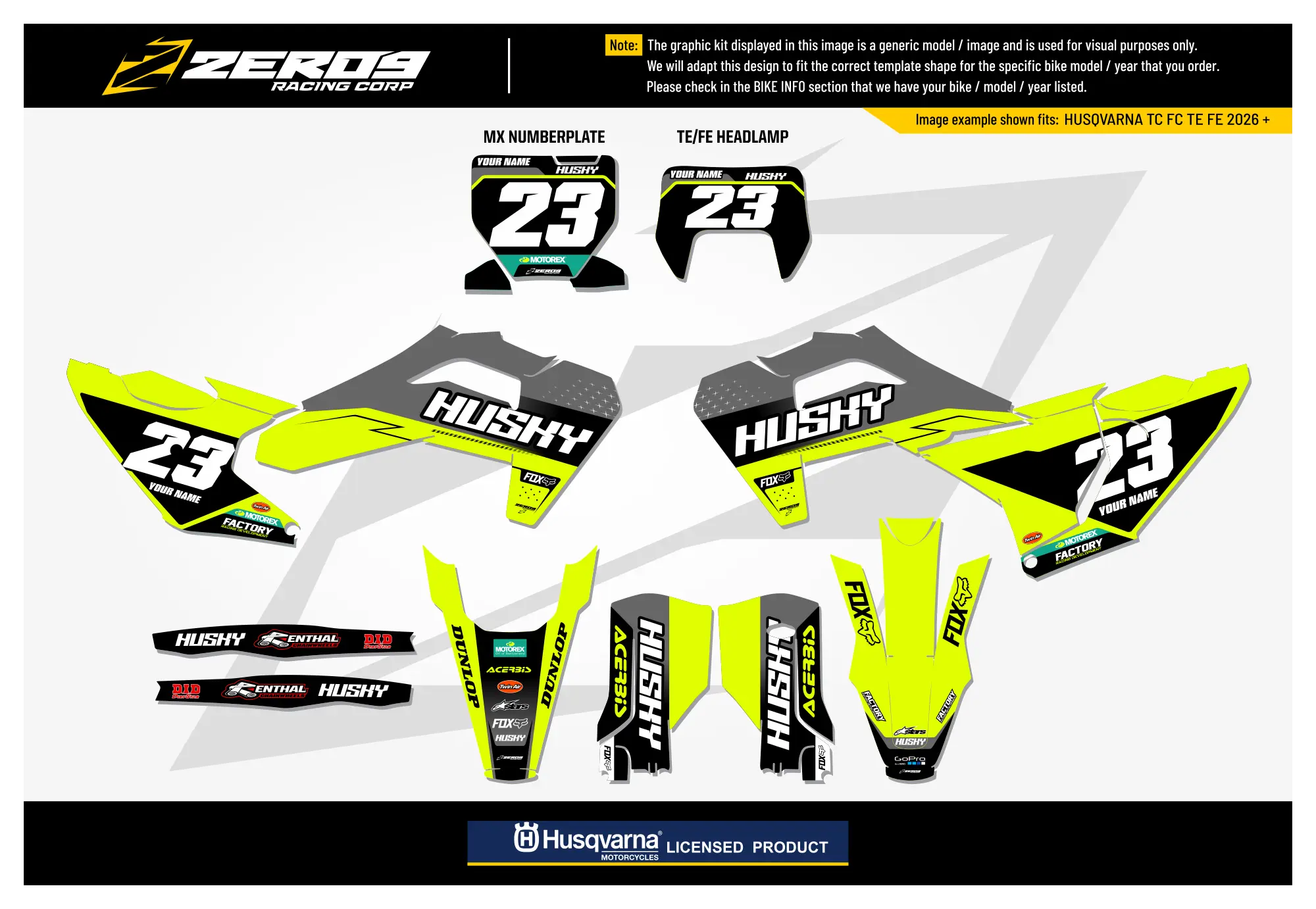 Husqvarna Graphics Kit - AXIS | Vivid Yellow  GRAPHIC KIT 