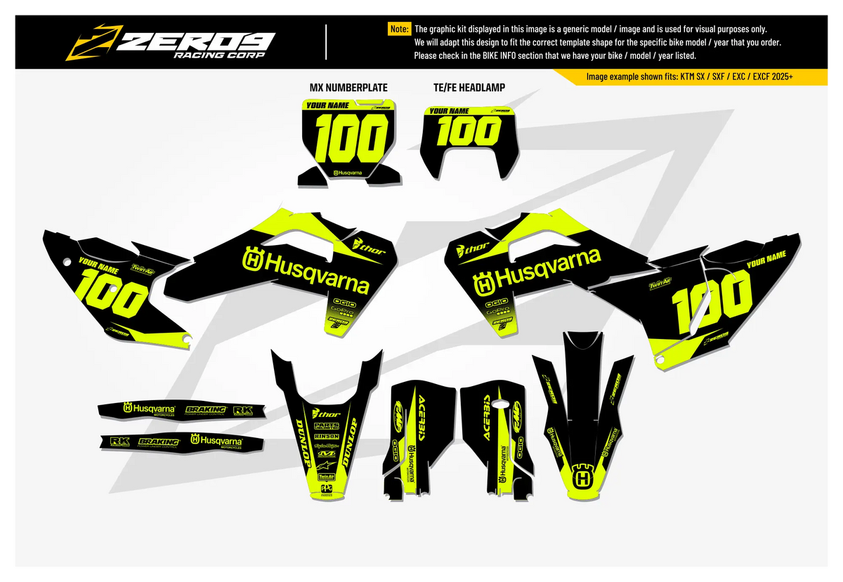 Husqvarna Graphics Kit - BLOK | Black/Vivid Yellow  GRAPHIC KIT 