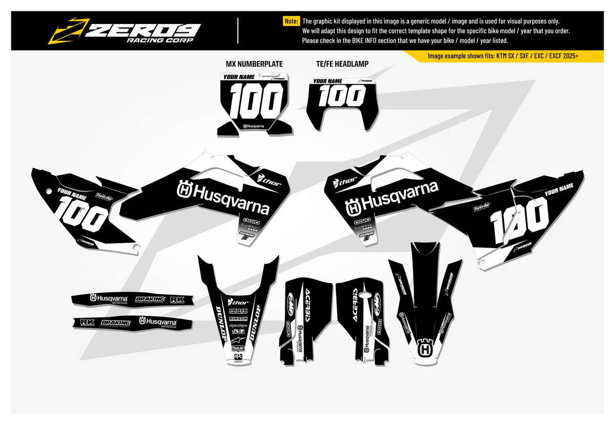Husqvarna Graphics Kit - BLOK | Black/White  GRAPHIC KIT 