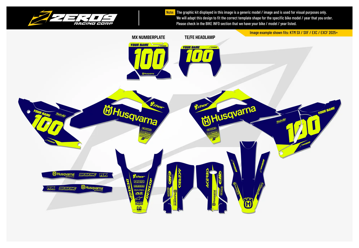Husqvarna Graphics Kit - BLOK | Blue/Vivid Yellow  GRAPHIC KIT 