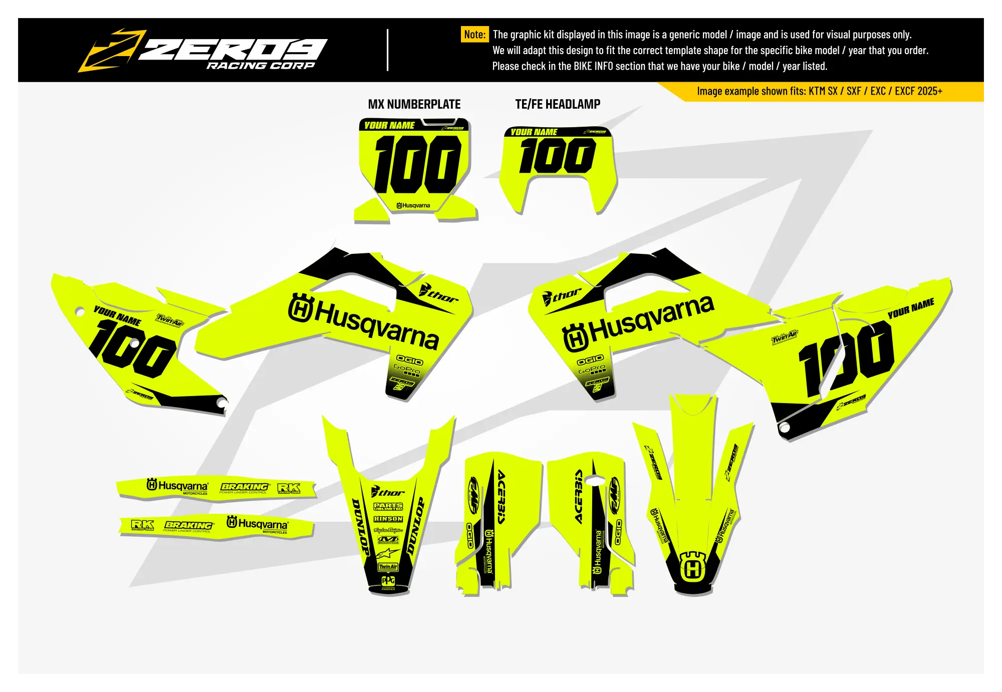 Husqvarna Graphics Kit - BLOK | Vivid Yellow/Black  GRAPHIC KIT 