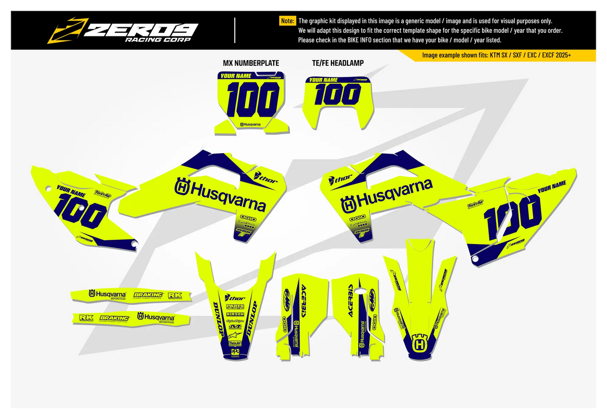 Husqvarna Graphics Kit - BLOK | Vivid Yellow/Blue  GRAPHIC KIT 