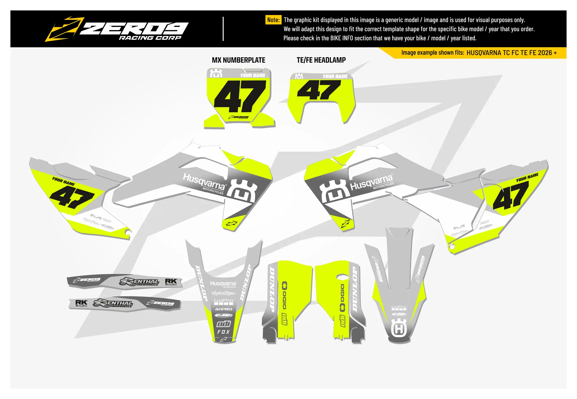 Husqvarna Graphics Kit - FADE | Grey/Vivid Yellow  GRAPHIC KIT 