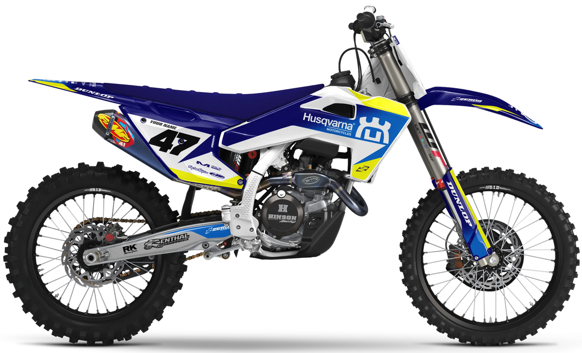 Husqvarna Graphics Kit - FADE | White/Blue/Vivid Yellow  GRAPHIC KIT 