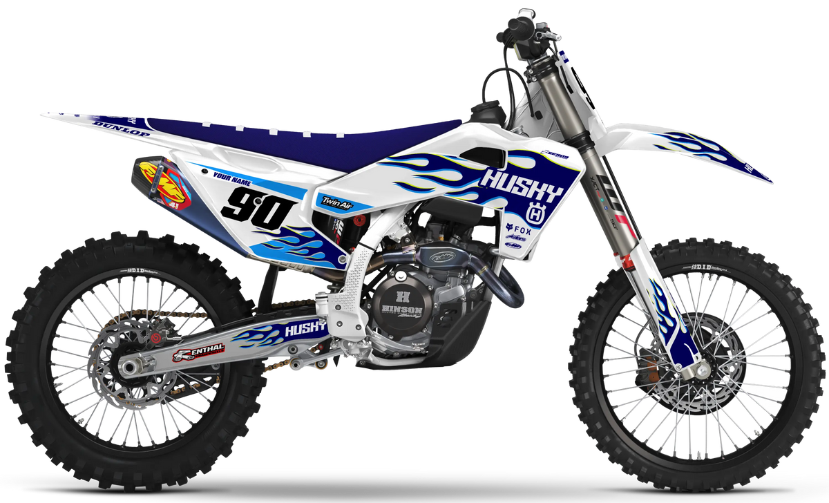 Husqvarna Graphics Kit - FLAME | White/Blue  GRAPHIC KIT 